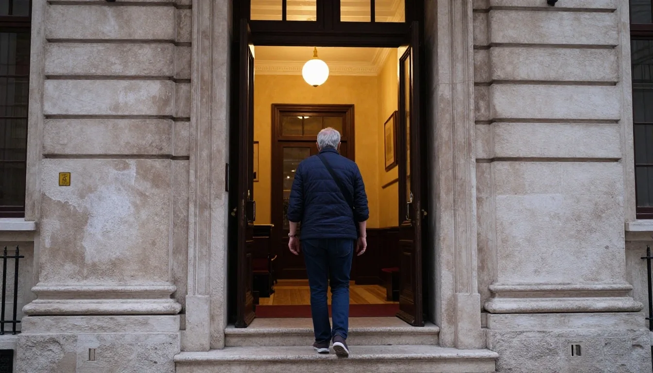 Beyoğlu ofis kapısından içeri giren ziyaretçi