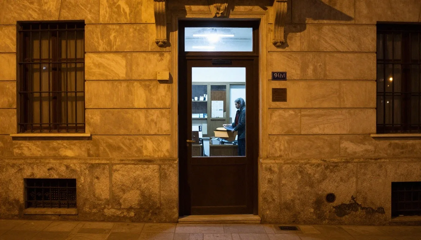 Beyoğlu'nda akşam vakti ofis kapısı önünde dosyasıyla gelen danışan
