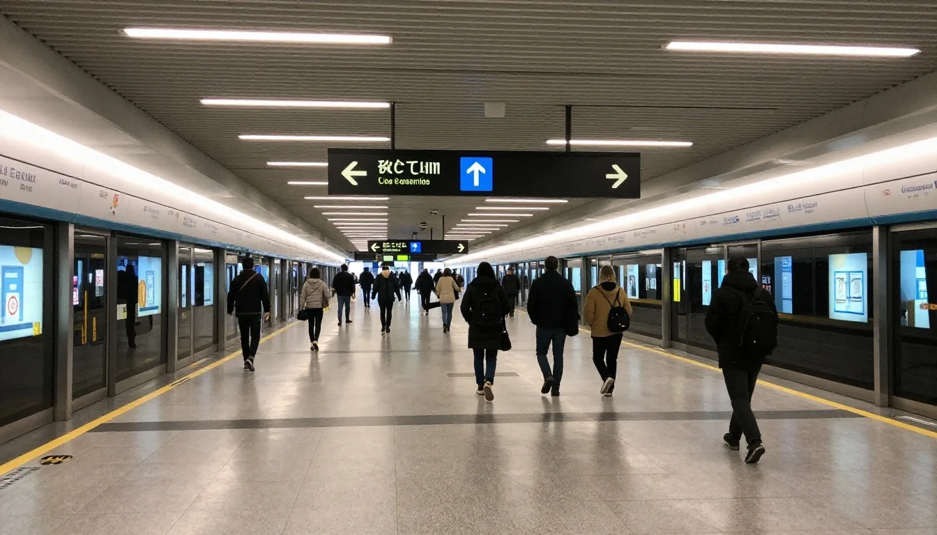Sabah saatinde metro çıkışı ve yolcular